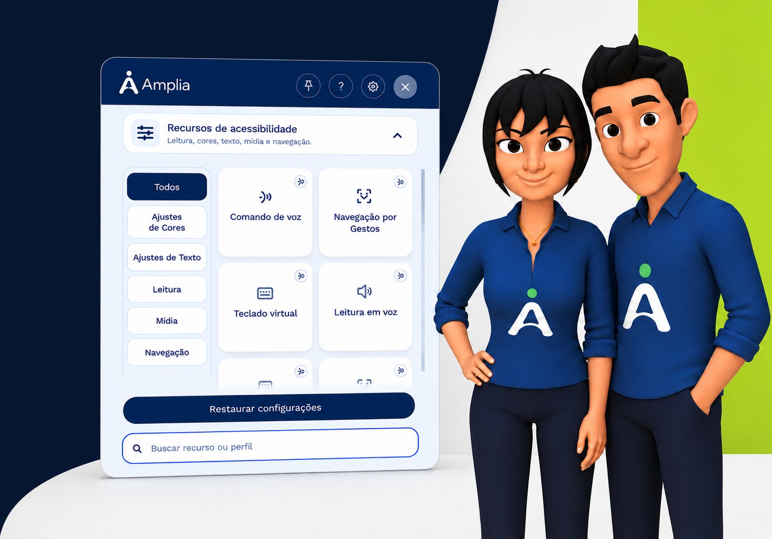 Recursos de acessibilidade do Plugin Amplia